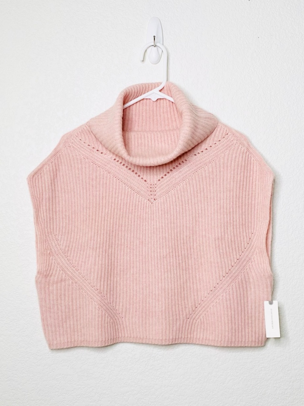 By Anthropologie Cowl-Neck Cashmere Sweater Vest in Pink Rose
